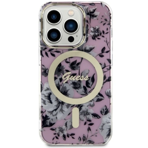 Etui Guess GUHMP14XHCFWSP Apple iPhone 14 Pro Max różowy/pink hardcase Flower MagSafe
