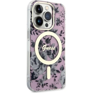 Guess GUHMP14XHCFWSP Apple iPhone 14 Pro Max pink hardcase Flower MagSafe