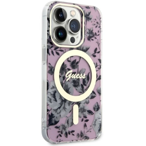 Etui Guess GUHMP14XHCFWSP Apple iPhone 14 Pro Max różowy/pink hardcase Flower MagSafe