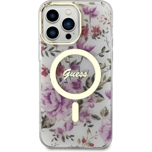 Guess GUHMP14XHCFWST Apple iPhone 14 Pro Max transparent hardcase Flower MagSafe