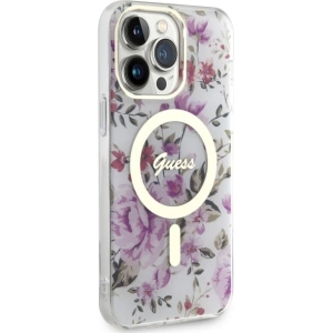 Guess GUHMP14XHCFWST Apple iPhone 14 Pro Max transparent hardcase Flower MagSafe