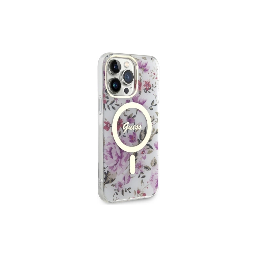 Hurtownia GSM - Etui Guess GUHMP14XHCFWST Apple iPhone 14 Pro Max transparentní tvrdý obal Květy MagSafe - GUE2532 - {ean13} - Hurt