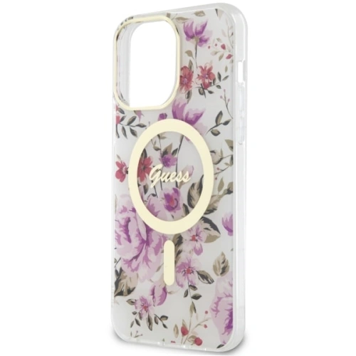Etui Guess GUHMP14XHCFWST Apple iPhone 14 Pro Max transparent hardcase Flower MagSafe