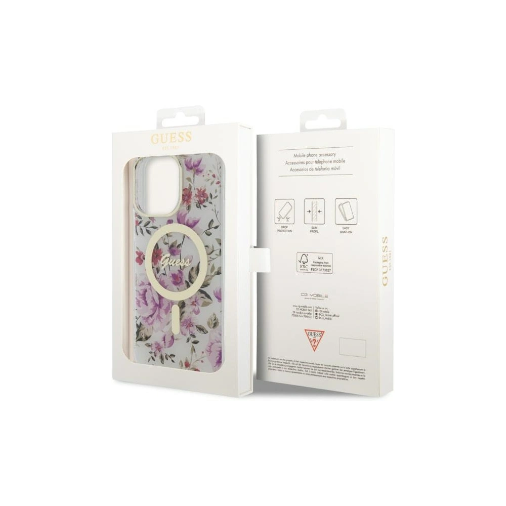 Hurtownia GSM - Etui Guess GUHMP14XHCFWST Apple iPhone 14 Pro Max transparentes Hardcase Flower MagSafe - GUE2532 - {ean13} - Hurt