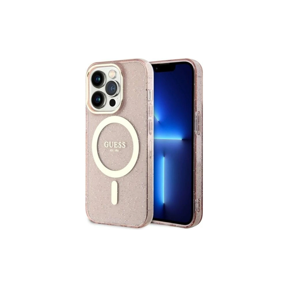 Hurtownia GSM - Etui Guess GUHMP14XHCMCGP Apple iPhone 14 Pro Max różowy/pink hardcase Glitter Gold MagSafe - GUE2534 - {ean13} - Hurt