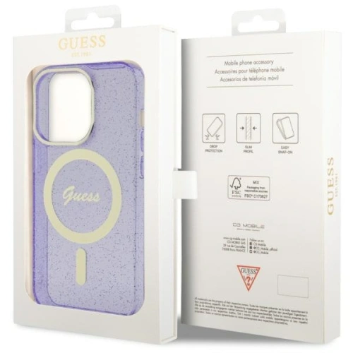 Etui Guess GUHMP14XHCMCGU Apple iPhone 14 Pro Max purpurowy/purple hardcase Glitter Gold MagSafe