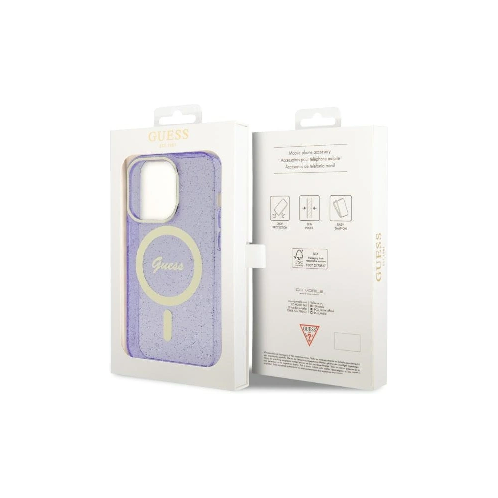 Hurtownia GSM - Etui Guess GUHMP14XHCMCGU Apple iPhone 14 Pro Max lila/purple Hardcase Glitter Gold MagSafe - GUE2535 - {ean13} - Hurt