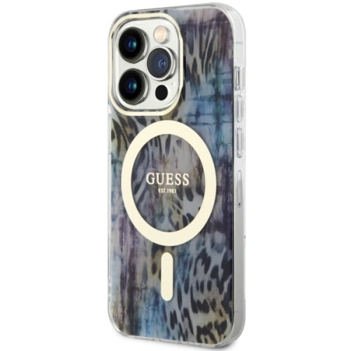 Etui Guess GUHMP14XHLEOPWB Apple iPhone 14 Pro Max niebieski/blue hardcase Leopard MagSafe