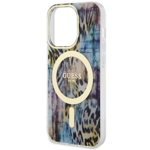 Etui Guess GUHMP14XHLEOPWB Apple iPhone 14 Pro Max niebieski/blue hardcase Leopard MagSafe