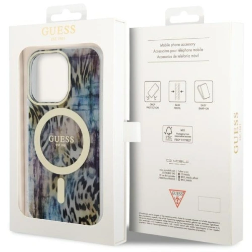 Etui Guess GUHMP14XHLEOPWB Apple iPhone 14 Pro Max niebieski/blue hardcase Leopard MagSafe