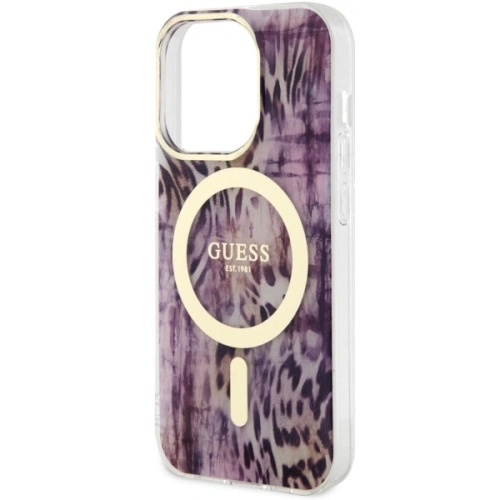 Etui Guess GUHMP14XHLEOPWP Apple iPhone 14 Pro Max różowy/pink hardcase Leopard MagSafe