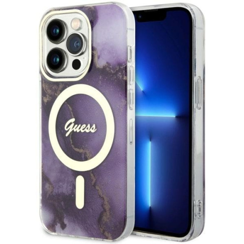 Guess Distributor - 3666339115869 - GUE2540 - Guess GUHMP14XHTMRSU Apple iPhone 14 Pro Max purple hardcase Golden Marble MagSafe - B2B homescreen