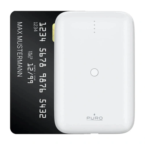 Powerbank PURO Compact Mini Power Bank 10000 mAh, USB-C & USB-A (biały)