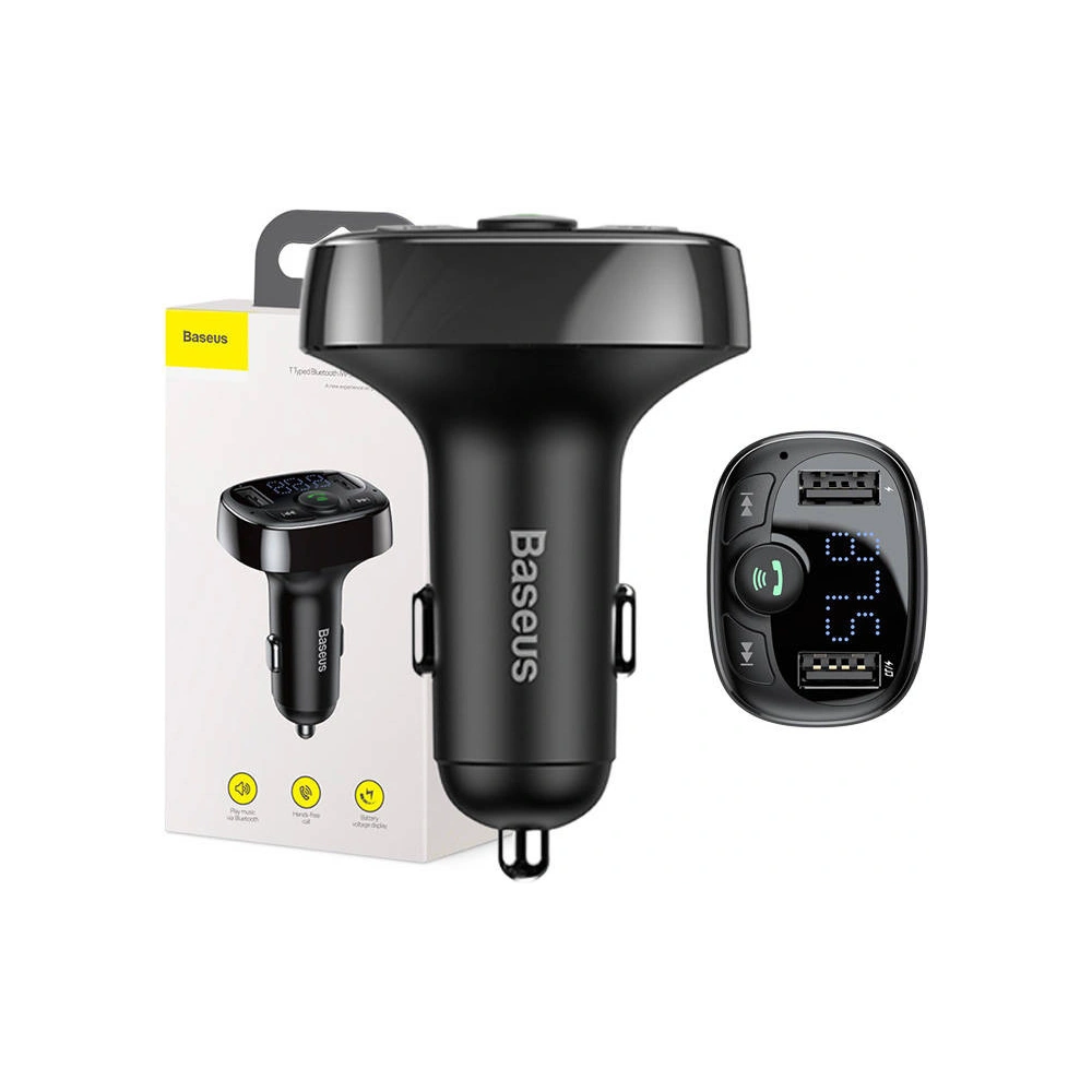 Hurtownia GSM - FM-Transmitter Baseus Typ T Bluetooth 2xUSB microSD (schwarz) - BSU4034 - {ean13} - Hurt