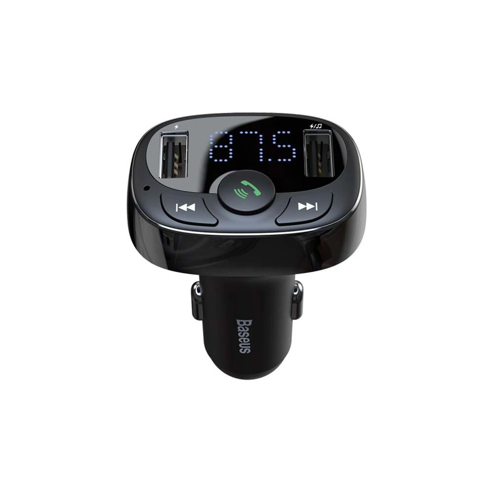 Hurtownia GSM - Transmițător FM Baseus tip T Bluetooth 2xUSB microSD (negru) - BSU4034 - {ean13} - Hurt