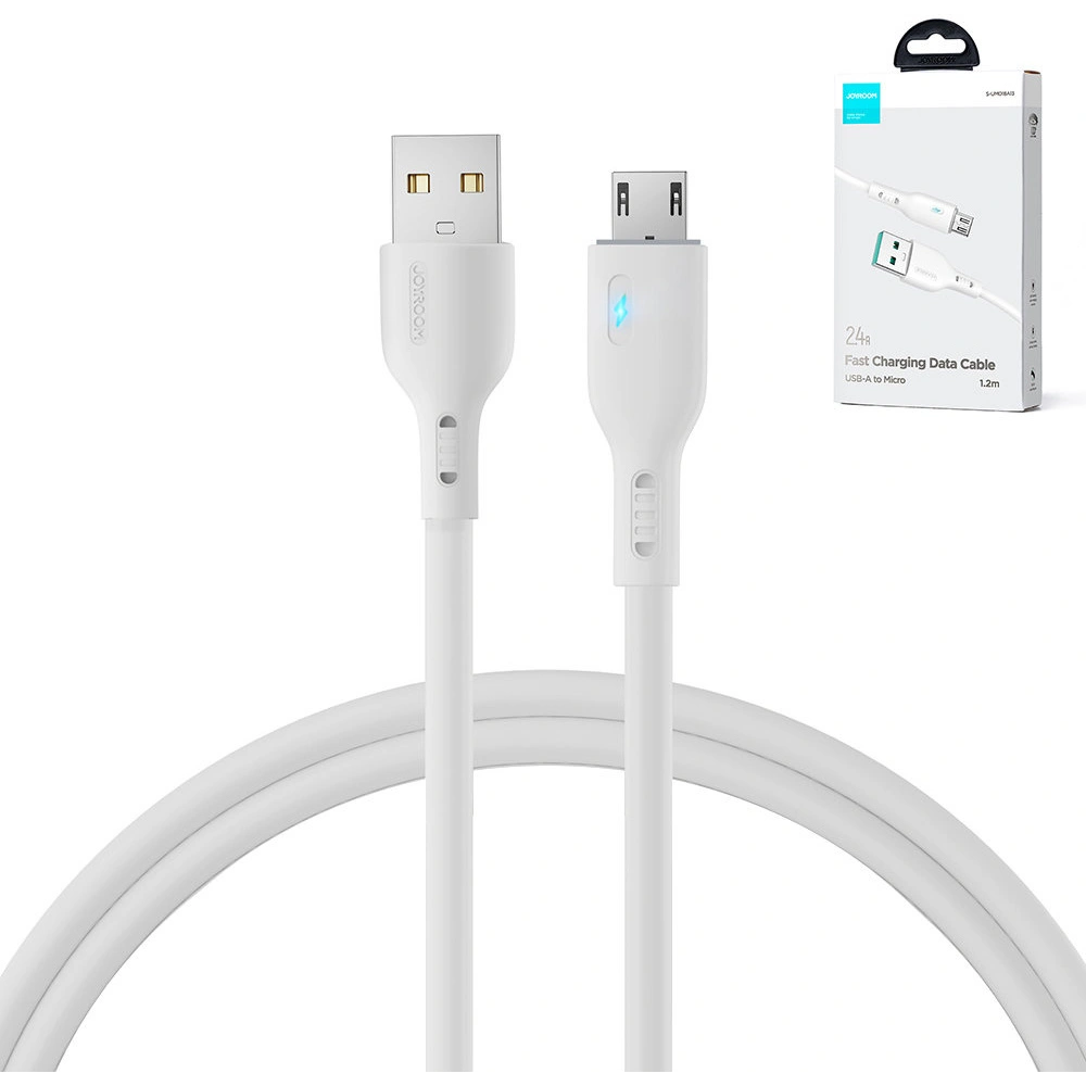 Wholesale Joyroom S-UM018A13 USB-A/microUSB Cable 2.4A 1.2m white - JYR723 - {ean13} - Hurt