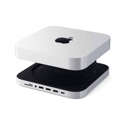 Hurtownia Satechi - 879961009489 - STH3 - Podstawka Satechi Aluminum Hub do Apple Mac mini Hub USB-C (USB-C, 3x USB-A, czytnik kart micro/SD, jack port) (silver) - B2B homescreen