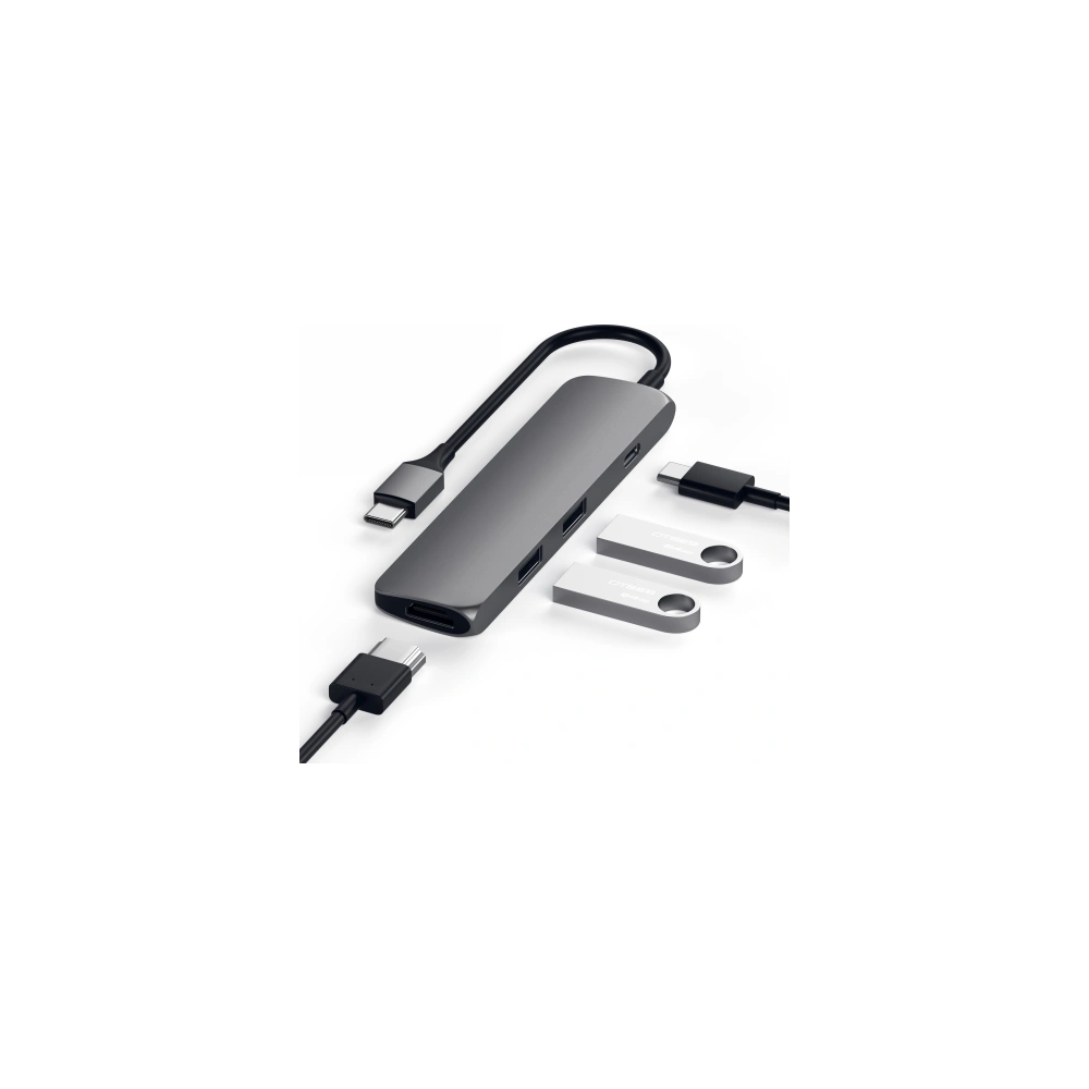 Hurtownia GSM - Adaptér HUB Satechi Aluminium Adapter Slim USB-C (USB-C, 4K HDMI, 2x USB-A) (šedá barva) - STH6 - {ean13} - Hurt