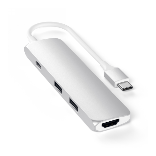 Satechi Distributor - 879961006587 - STH7 - Satechi Aluminium Adapter Slim USB-C (USB-C, 4K HDMI, 2x USB-A) Silver - B2B homescreen