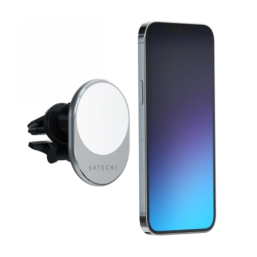 Uchwyt samochodowy z ładowarką bezprzewodową Satechi Magnetic Car na kratkę nawiewu (space gray)