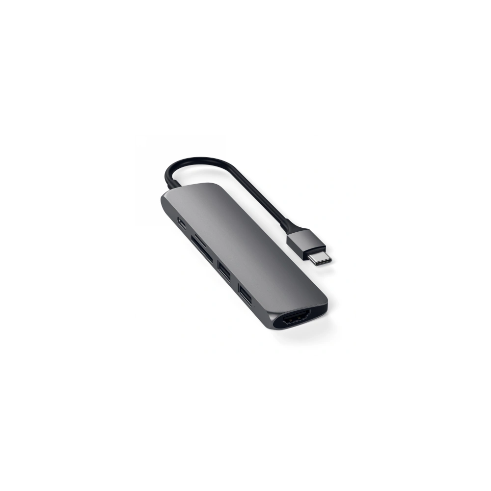 Hurtownia GSM - Adapter HUB Satechi Alumínium Adapter Slim v2 USB-C (USB-C, 2x USB-A, 4K HDMI, kártyaolvasó) (szürke) - STH11 - {ean13} - Hurt