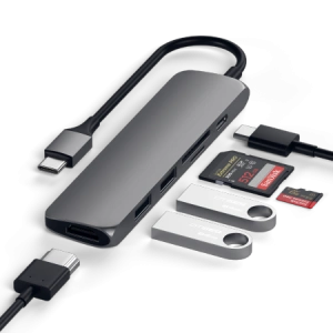 Hurtownia GSM - Adapter HUB Satechi Alumínium Adapter Slim v2 USB-C (USB-C, 2x USB-A, 4K HDMI, kártyaolvasó) (szürke) - STH11 - {ean13} - Hurt