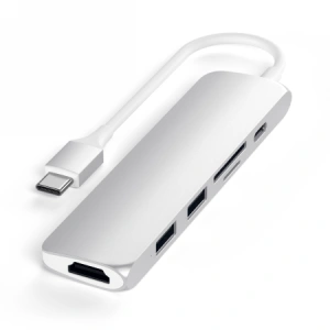 Hurtownia GSM - Adapter HUB Satechi Alumínium Adapter Slim v2 USB-C (USB-C, 2x USB-A, 4K HDMI, kártyaolvasó) (ezüst) - STH12 - {ean13} - Hurt