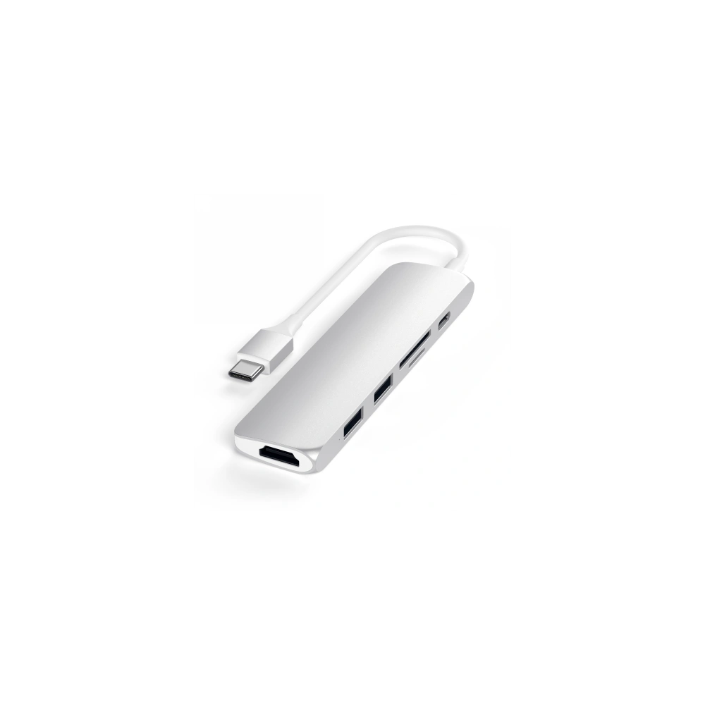 Hurtownia GSM - Adapter HUB Satechi Alumínium Adapter Slim v2 USB-C (USB-C, 2x USB-A, 4K HDMI, kártyaolvasó) (ezüst) - STH12 - {ean13} - Hurt