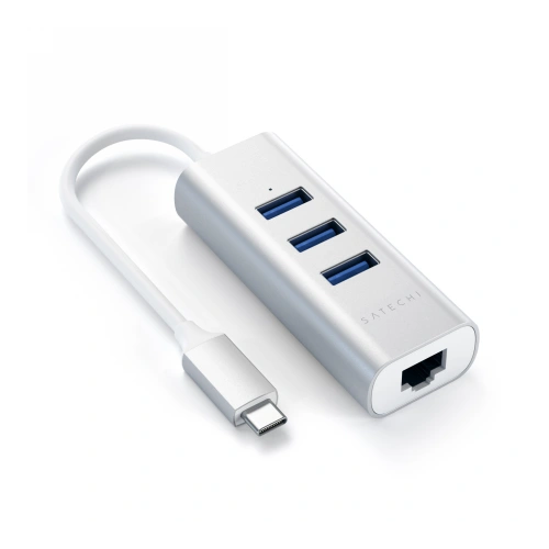 Adapter HUB Satechi Aluminium Hub 2in1 USBC (3x USBA, (silver)