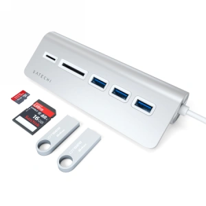 Hurtownia GSM - Adapter HUB Satechi Alumínium Hub Combo USB-C (3x USB-A, micro/SD kártyaolvasó) (ezüst) - STH15 - {ean13} - Hurt