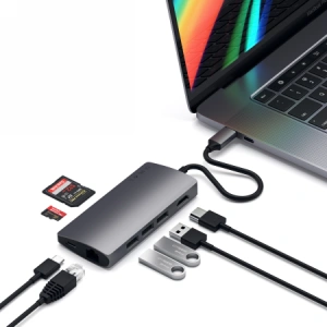 Hurtownia GSM - Adapter HUB Satechi Alumínium Adapter V2 USB-C (USB-C, 3x USB-A, 4K HDMI, kártyaolvasó) (szürke) - STH16 - {ean13} - Hurt