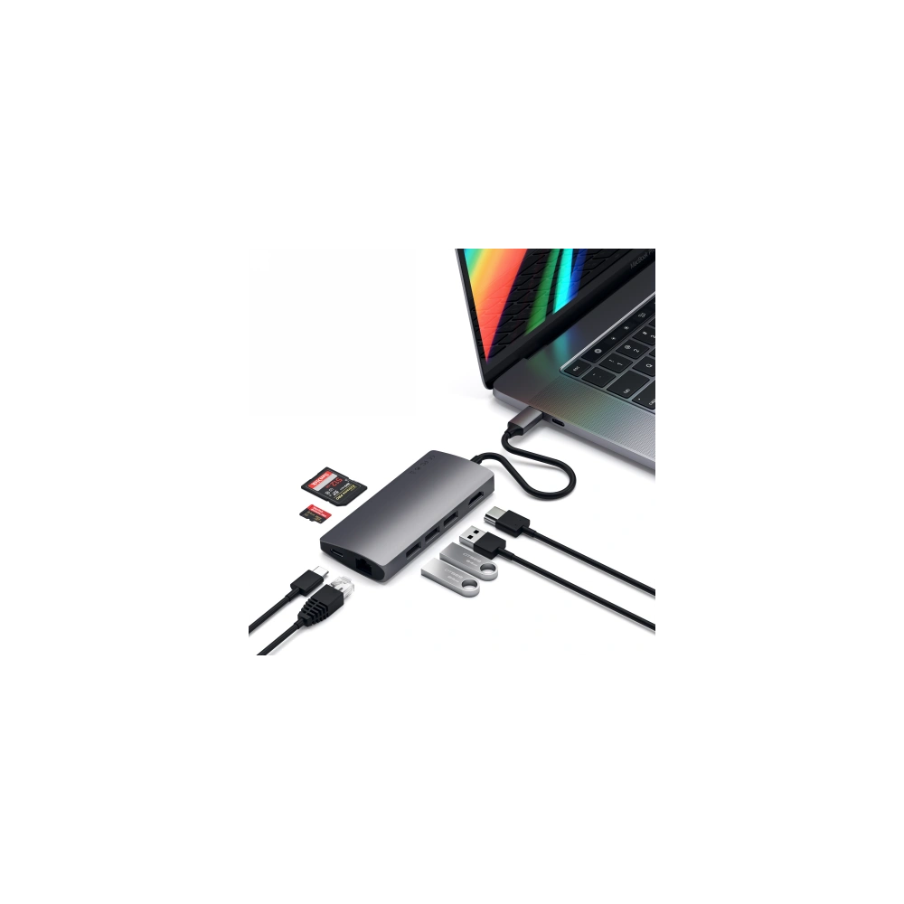 Wholesale Satechi Aluminium Adapter V2 USB-C (USB-C, 3x USB-A, 4K HDMI, card reader) Space Gray - STH16 - {ean13} - Hurt