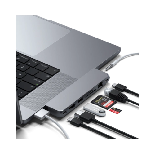 Adapter HUB Satechi Pro Hub Max USB-C do MacBook (2x USB-C, USB-A, 4K HDMI, czytnik kart micro/SD, Ethernet) (space gray)