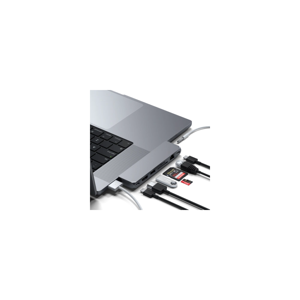 Hurtownia GSM - Adapter HUB Satechi Pro Hub Max USB-C do MacBook (2x USB-C, USB-A, 4K HDMI, czytnik kart micro/SD, Ethernet) (space gray) - STH18 - {ean13} - Hurt