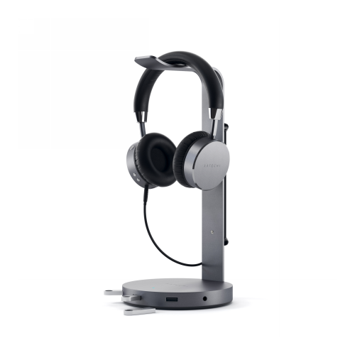 Hurtownia Satechi - 879961008956 - STH22 - Podstawka do słuchawek Satechi Aluminium USB-C Headphone Stand (USB-A, jack port) (space gray) - B2B homescreen