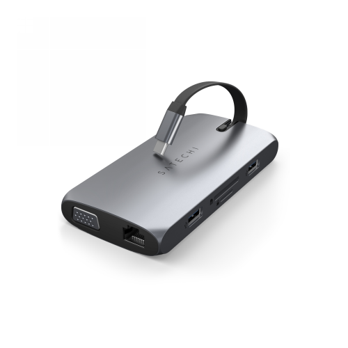 Hurtownia Satechi - 879961009410 - STH23 - Adapter HUB Satechi On-the-Go Multiport USB-C (USB-C PD, 2x USB-A, HDMI 4K, VGA, Ethernet, czytnik kart) (space gray) - B2B homescreen
