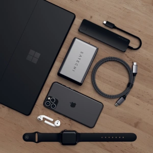 Adaptér HUB Satechi Slim Multiport USB-C (USB-C PD, 2x USB-A, HDMI 4K, Ethernet, čtečka karet micro/SD) (černá)