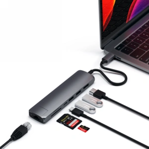 Hurtownia GSM - Adapter HUB Satechi Slim Multiport USB-C (USB-C PD, 2x USB-A, HDMI 4K, Ethernet, micro/SD kártyaolvasó) (térszürke) - STH25 - {ean13} - Hurt