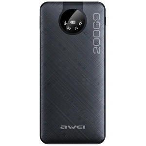 Hurtownia GSM - Powerbanka AWEI P134K 20000mAh černá/black s displejem + kabely USB/PD/Lightning/microUSB - AWEI132 - {ean13} - Hurt