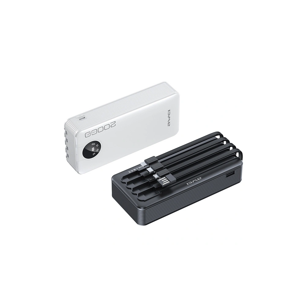 Hurtownia GSM - Powerbanka AWEI P134K 20000mAh černá/black s displejem + kabely USB/PD/Lightning/microUSB - AWEI132 - {ean13} - Hurt