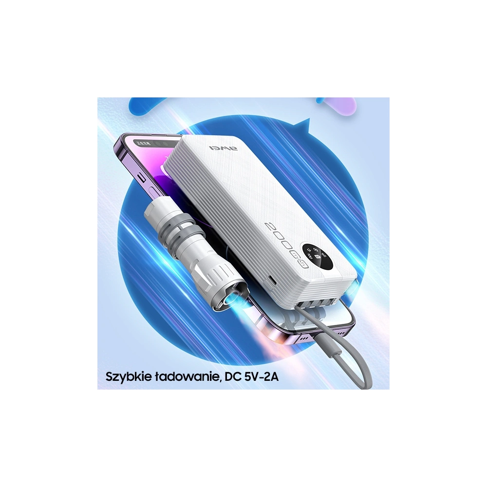 Hurtownia GSM - AWEI P134K 20000mAh fekete powerbank kijelzővel + USB/PD/Lightning/microUSB kábelek - AWEI132 - {ean13} - Hurt