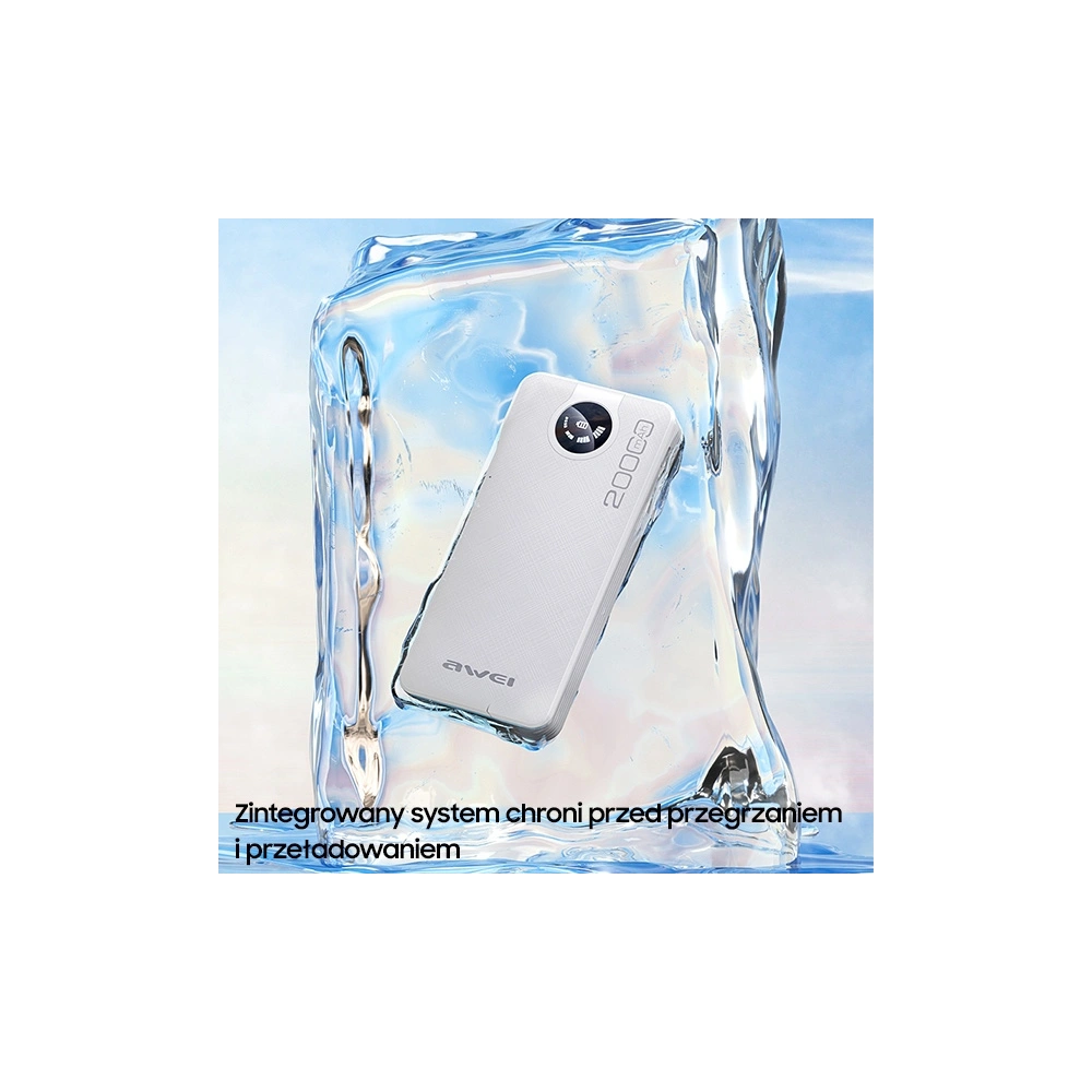Hurtownia GSM - Powerbanka AWEI P134K 20000mAh černá/black s displejem + kabely USB/PD/Lightning/microUSB - AWEI132 - {ean13} - Hurt