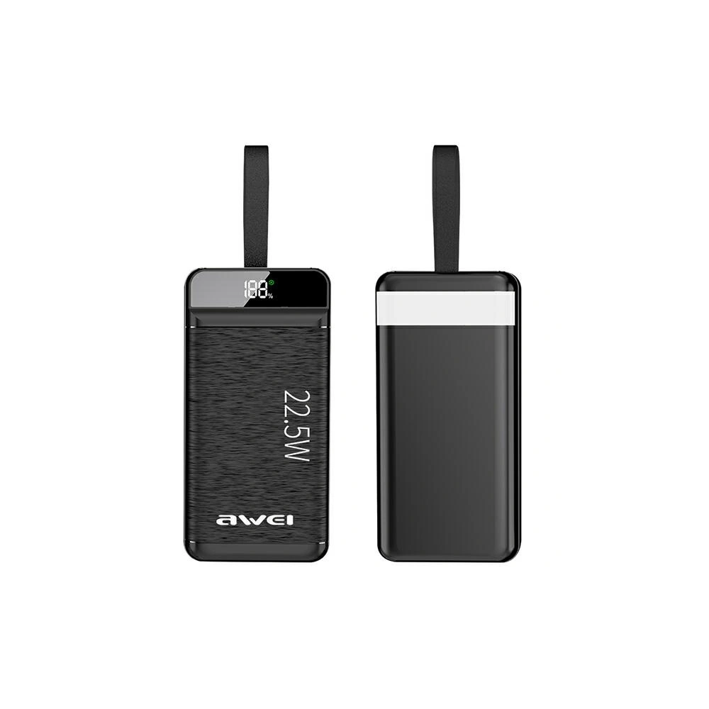 Hurtownia GSM - Powerbank AWEI P140K 30000mAh 22.5W černý/black 3xUSB/PD/Lightning displej + LED světlo - AWEI133 - {ean13} - Hurt