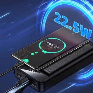 Hurtownia GSM - Powerbank AWEI P140K 30000mAh 22.5W czarny/black 3xUSB/PD/Lightning wyświetlacz + lampka LED - AWEI133 - {ean13} - Hurt