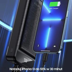 Hurtownia GSM - Powerbank AWEI P140K 30000mAh 22.5W czarny/black 3xUSB/PD/Lightning wyświetlacz + lampka LED - AWEI133 - {ean13} - Hurt