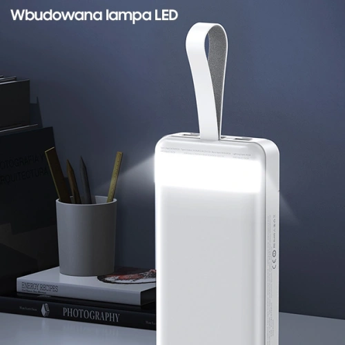 Powerbank AWEI P141K 40000mAh 22.5W czarny/black 3xUSB/PD/Lightning wyświetlacz + lampka LED