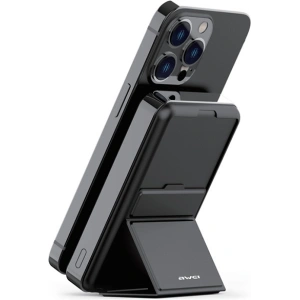 Hurtownia GSM - Powerbank AWEI P155K 10000mAh 15W Magnetic Wireless Fast Charge with stand Lightning/PD czarny/black - AWEI135 - {ean13} - Hurt