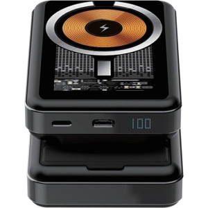 AWEI P155K Powerbank 10000mAh 15W Magnetic Wireless Fast Charge with stand Lightning/PD black