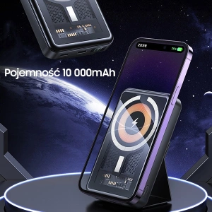 Hurtownia GSM - Powerbank AWEI P155K 10000mAh 15W Magnetic Wireless Fast Charge with stand Lightning/PD czarny/black - AWEI135 - {ean13} - Hurt