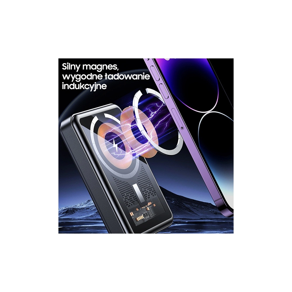 Wholesale AWEI P155K Powerbank 10000mAh 15W Magnetic Wireless Fast Charge with stand Lightning/PD black - AWEI135 - {ean13} - Hurt